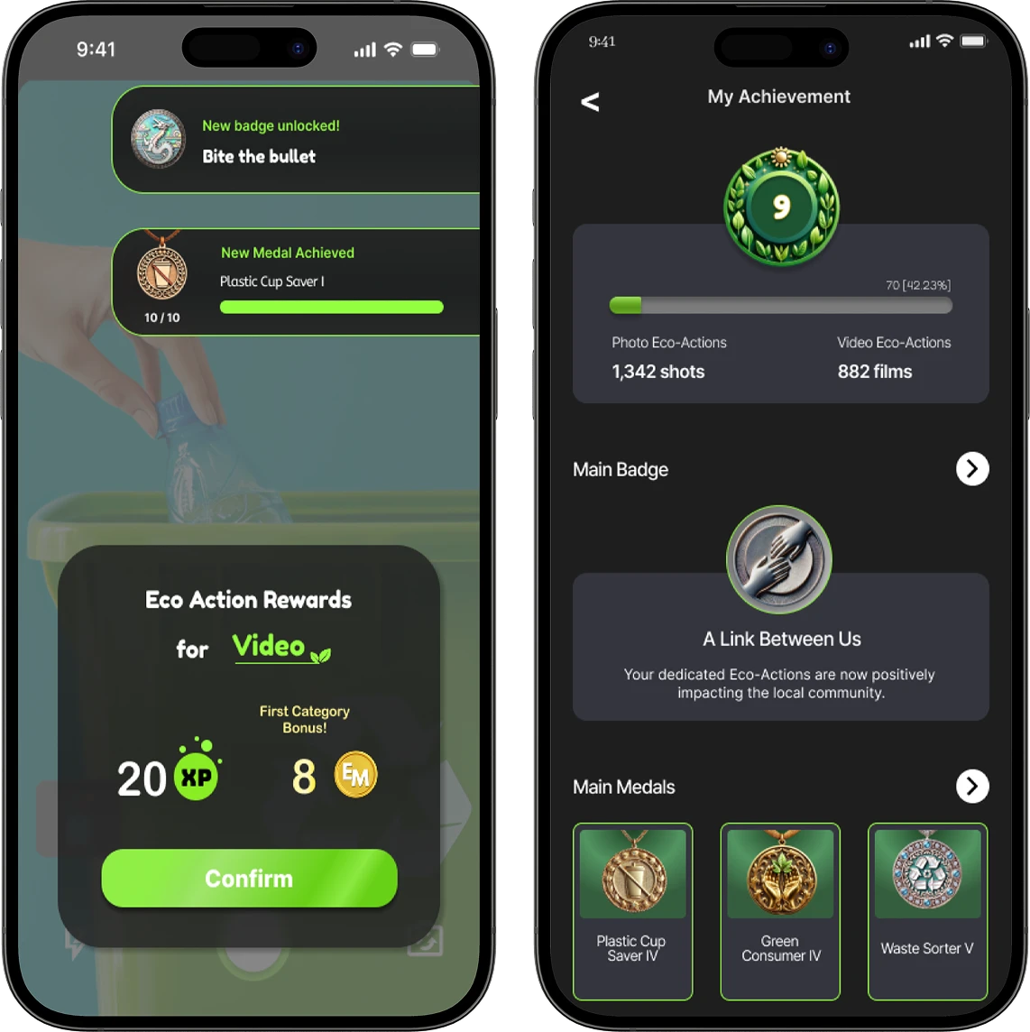 Make Eco-Actions
more fun with
badges & medals