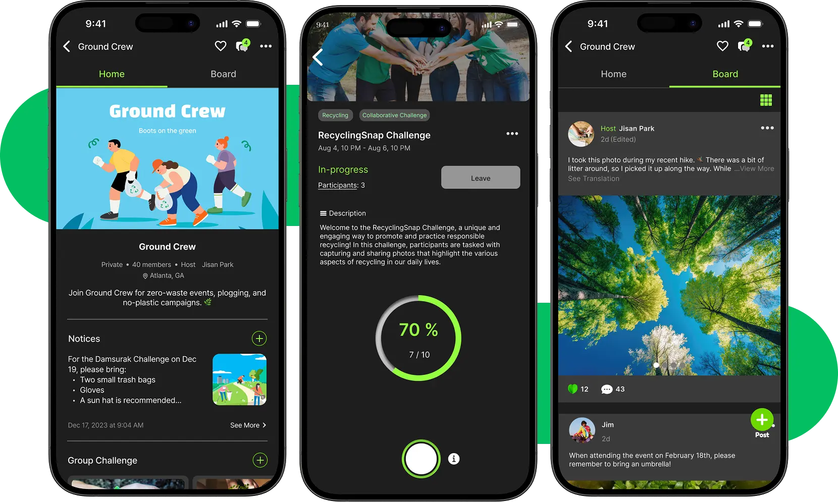 Enjoy events and
challenges with
your group.